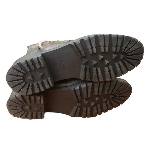 Zara Black Distressed Combat Boots 6.5/7 Lug Sole Grunge Moto - Picture 4 of 4